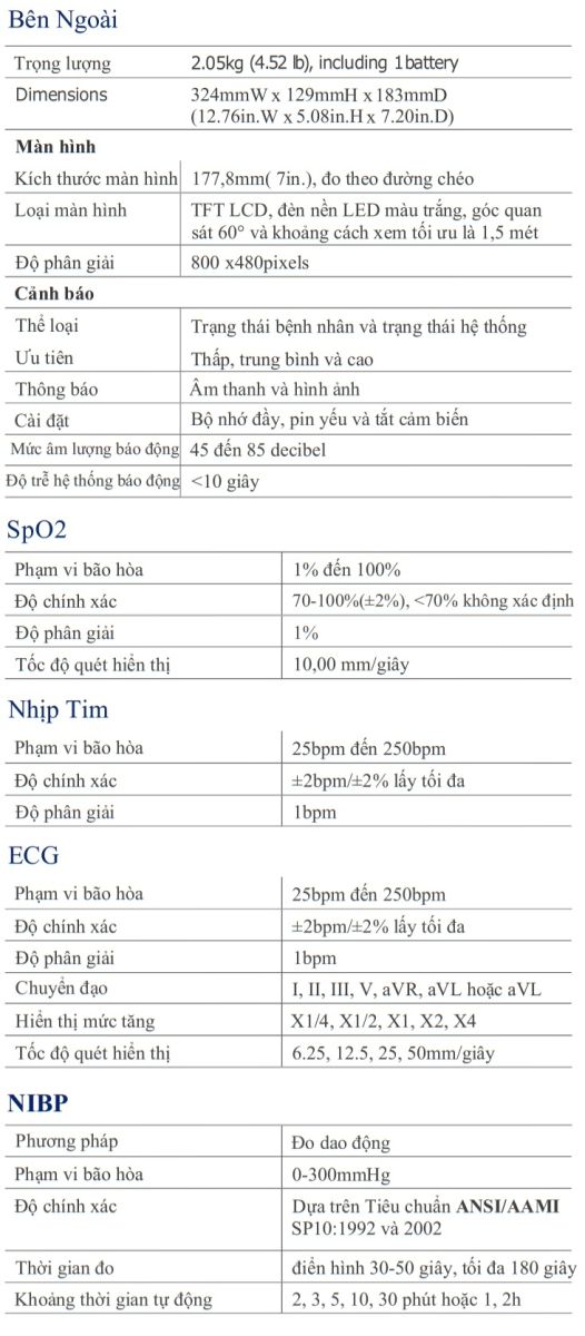 Thông số kỹ thuật máy PM VS2000